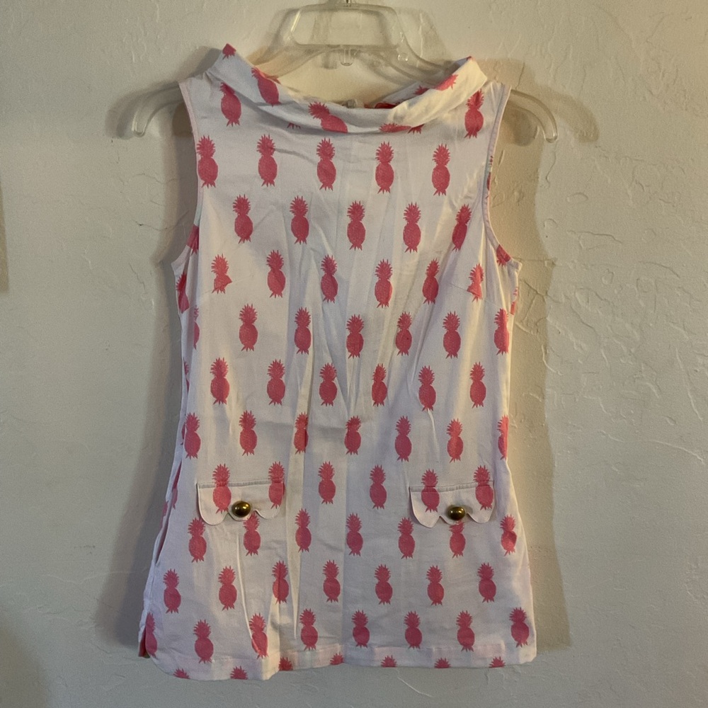 Tizzie Sleeveless Pink Pineapple Print Blouse